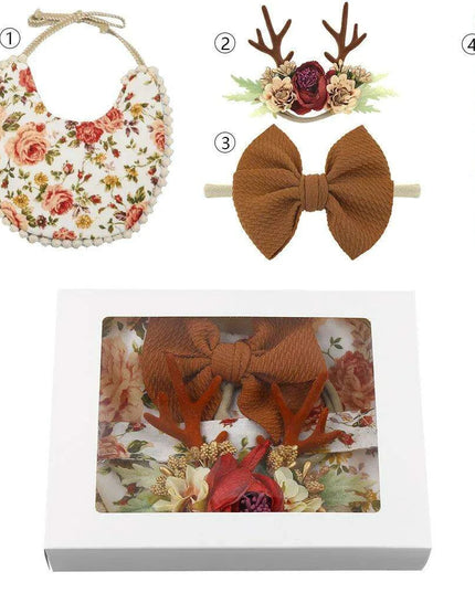 Charming Holiday Floral Baby Bib Set with Pacifier Clip - Perfect Christmas Gift