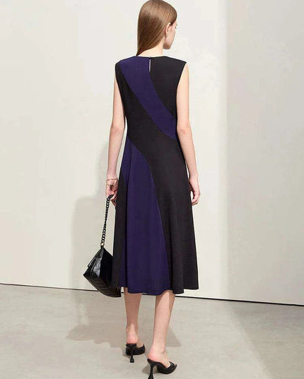 Summer Sleeveless A-line Midi Dress - Slim Fit Office Essential for Women