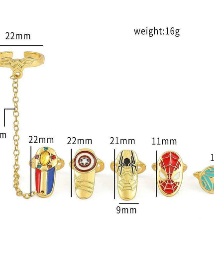 Avengers-Inspired Chic Nail Rings - Trendy Korean Jewelry Set for Fashion-Forward Women