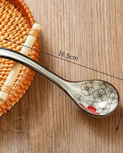 Elegant Vintage Japanese Bone China Spoon with Long Handle for Exquisite Dining