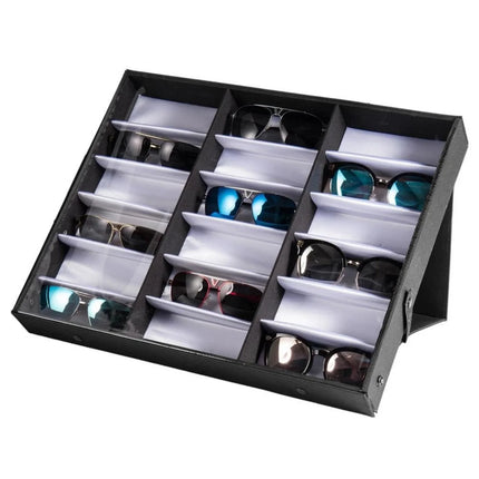 18-Slot Sunglasses & Eyewear Display Storage Box — Fabric Exterior with Soft Lining