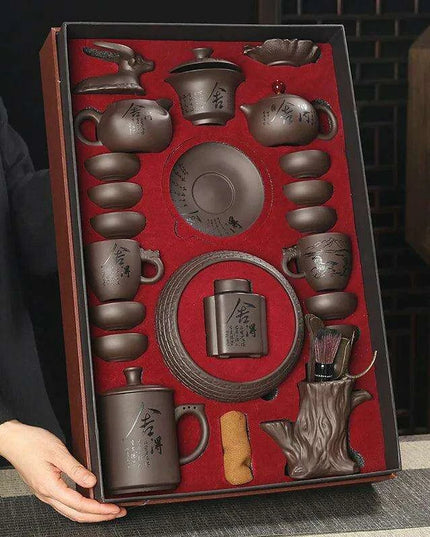 Timeless Charm: 18-Piece Purple Sand Tea Set for the Sophisticated Tea Lover