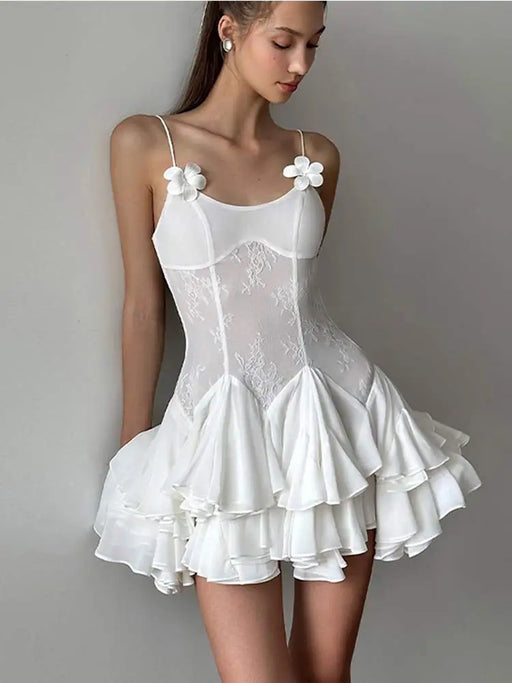 Elegant Sleeveless High Waist Mini Dress - Women's Fashion Vestidos