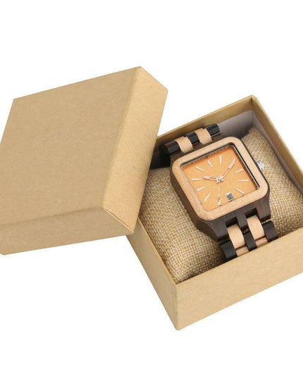Eco-Conscious Style: Men's Artisan Wooden Quartz Watch with Vibrant Multicolor Band