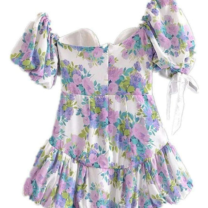Chic Floral One-Shoulder Mini Dress with Vintage Appeal