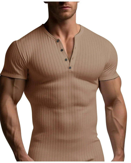 Men's Slim Fit V-Neck T-Shirt for Summer Running and Fitness Activities
