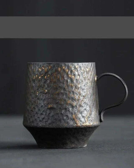 Nordic Charm Ceramic Coffee Mug with Hanging Ear and Gilt Couple Design