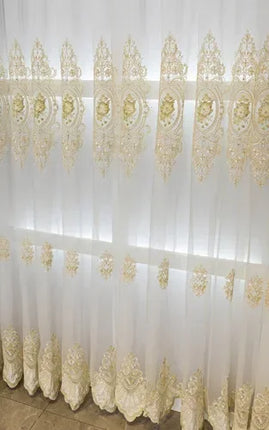 Dark Green Velvet Blackout Curtains with Embroidery — European Lace, Custom Width