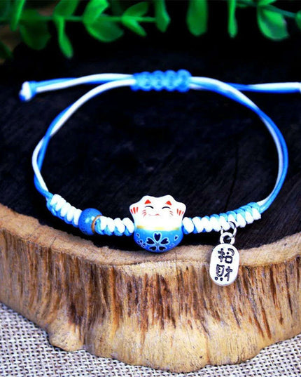 Charming Kawaii Cat Couple Love Bracelet – Adorable Braided Accessory from Japan