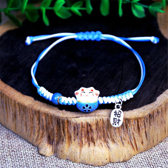 Charming Kawaii Cat Couple Love Bracelet – Adorable Braided Accessory from Japan