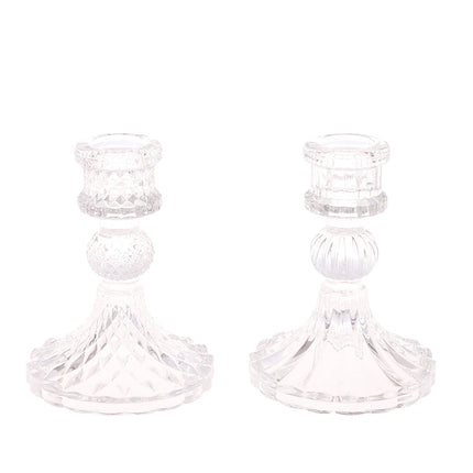 Vintage Clear Glass Candlestick Holder — Dinner & Wedding Decor