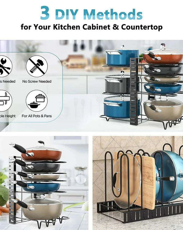 8-Tier Customizable Kitchen Cookware Organizer for Maximum Efficiency and Longevity
