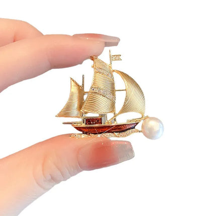 dsrsf Smooth Sailing Sailboat Brooch - Luxurious Pin for Women, Elegan