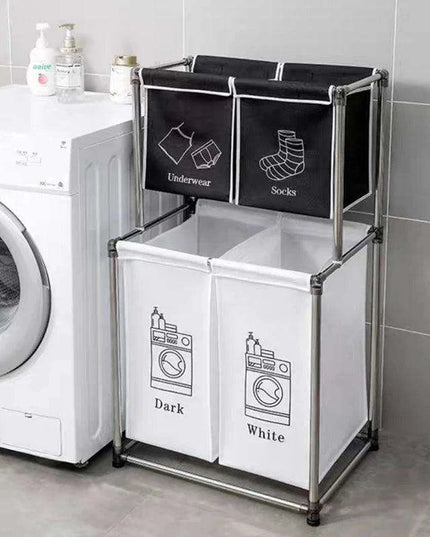 Sleek Monochrome Laundry Organizer Set with Quick Assembly - Available in Two Sizes
