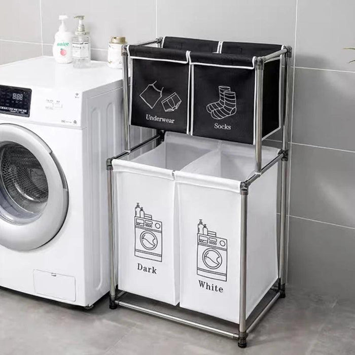 Sleek Monochrome Laundry Organizer Set with Quick Assembly - Available in Two Sizes