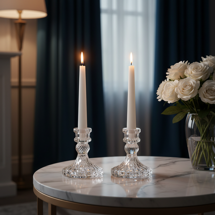 Vintage Clear Glass Candlestick Holder — Dinner & Wedding Decor