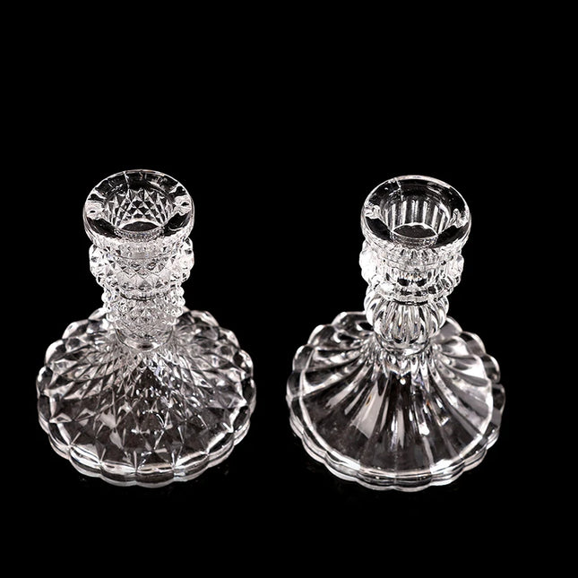 Vintage Clear Glass Candlestick Holder — Dinner & Wedding Decor