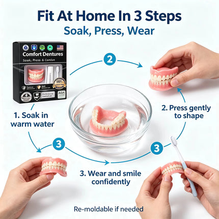 NOVAEDENT Instant Smile Moldable Silicone Denture Kit - Natural Ivory