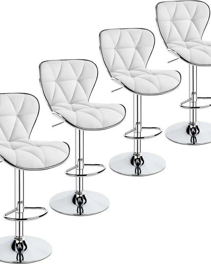 Set of 4 Retro Brown Adjustable Swivel Bar Stools with Shell Back