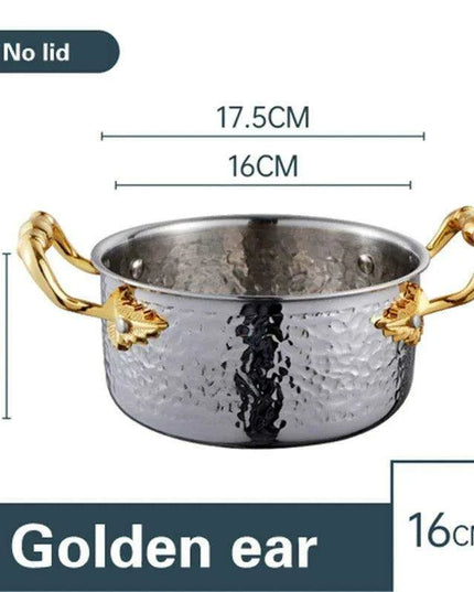 Golden Print Stainless Steel Hot Pot for Single Serving - 16cm Induction Cooker Compatible