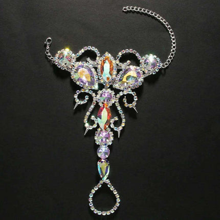 Geometric AB Crystal Toe Chain Anklet - Stylish Foot Jewelry for Dance and Beach Adventures