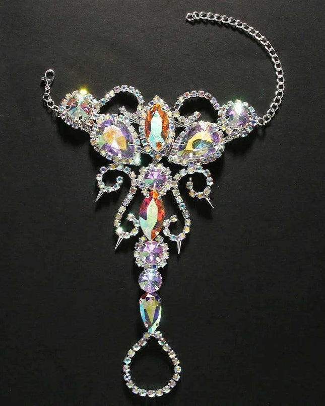 Geometric AB Crystal Toe Chain Anklet - Stylish Foot Jewelry for Dance and Beach Adventures