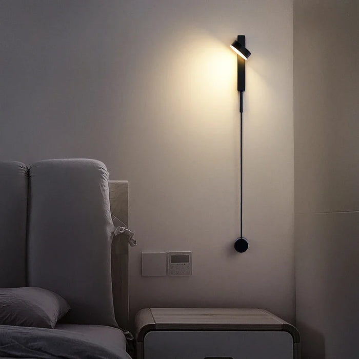 Modern LED Wall Sconce with Knob Switch - Elegant Bedroom & Indoor Illumination