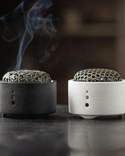 Elegant Zen Ceramic Incense Burner with Mesh Cover - Stylish Home Decor Ashtray and Relaxation Plate