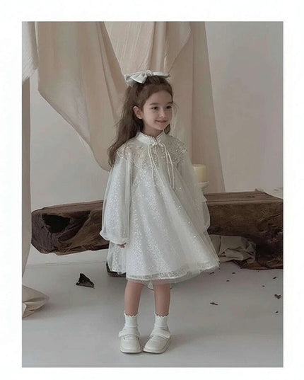 Autumn Princess: Glamorous Sequin Qipao Gown for Girls