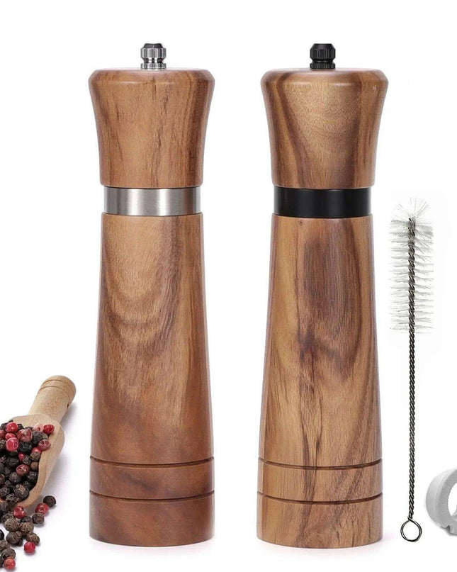 Customizable Ceramic Grinder Acacia Wood Pepper Mill for Gourmet Chefs