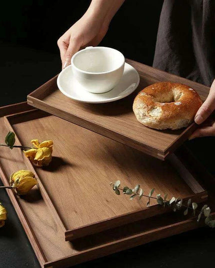 Nordic Elegance Black Walnut Serving Tray - Perfect for Hosting Teas and Fruits