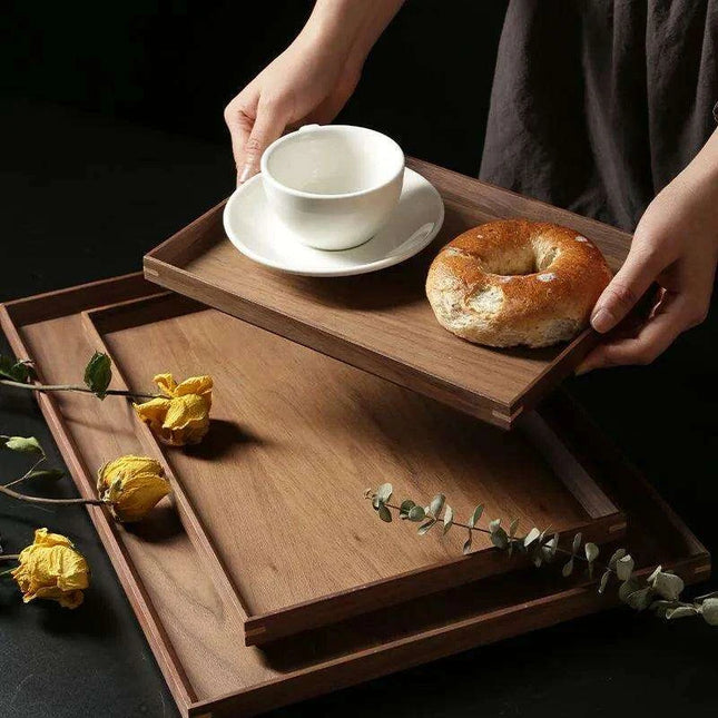 Nordic Elegance Black Walnut Serving Tray - Perfect for Hosting Teas and Fruits