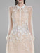 3D Floral Sheer Zipper Front Women's Evening Dress