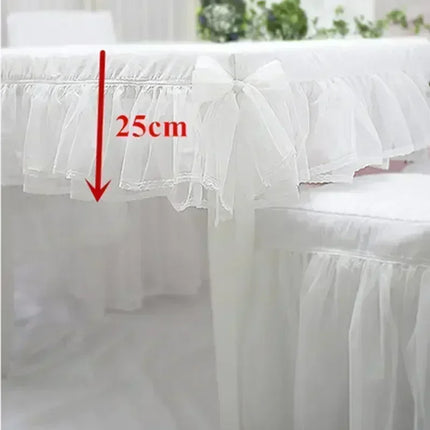 White Lace Skirt Tablecloth & Chair Cover — 100% Cotton, Custom Size, Wedding