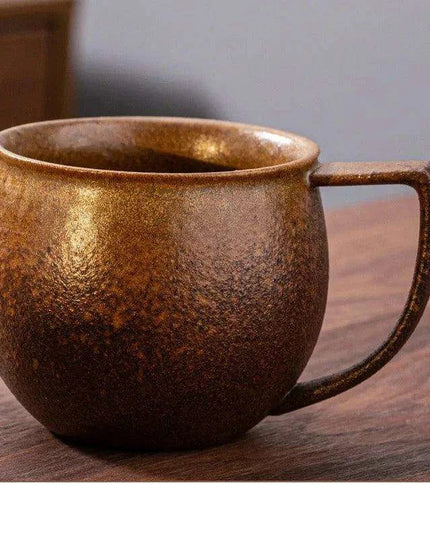 Nordic Charm Ceramic Coffee Mug with Hanging Ear and Gilt Couple Design