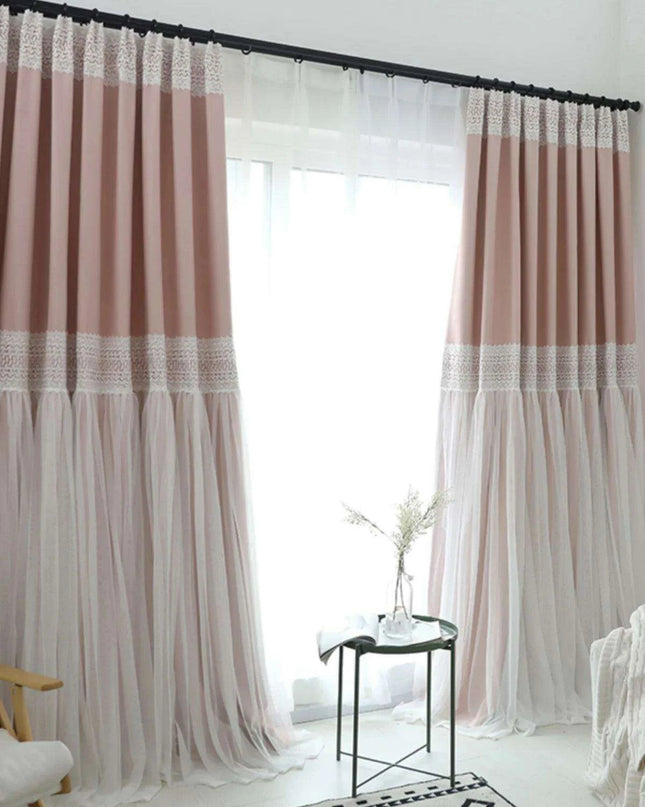 Whimsical Lace-Trimmed Blackout Curtains in Candy Colors for Stylish Girls' Bedrooms