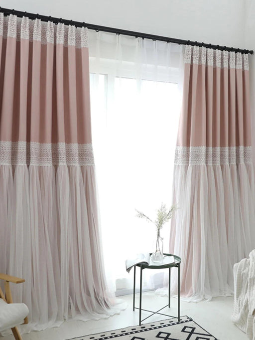 Whimsical Lace-Trimmed Blackout Curtains in Candy Colors for Stylish Girls' Bedrooms