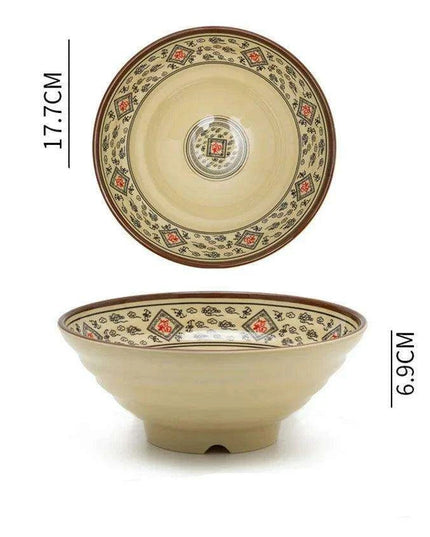 Sophisticated Japanese Melamine Noodle Bowl - Stylish Faux Porcelain Dining Set