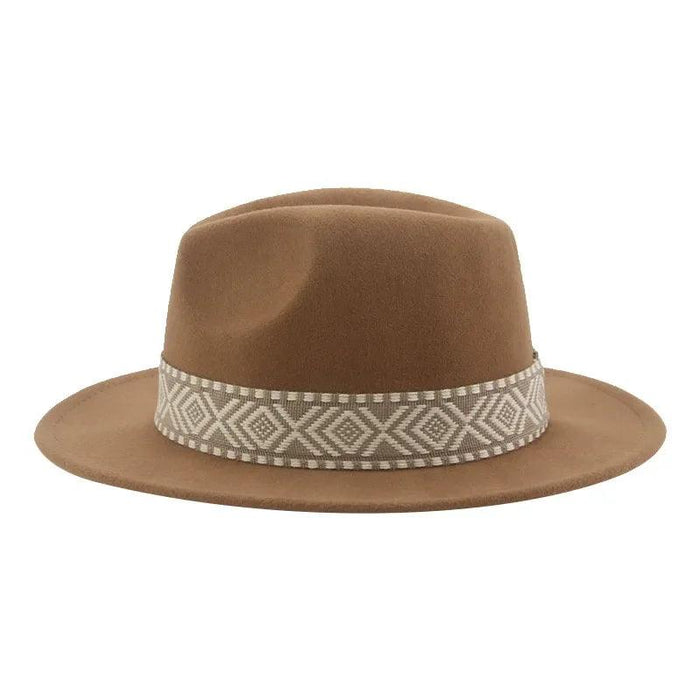 Versatile Unisex Panama Cowboy Hat - Wide Brim Fedora in Classic Camel, Black, and White Felt Options