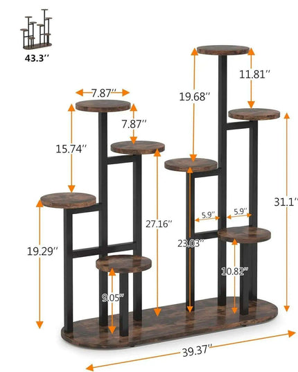 11-Pot Wooden Plant Stand Shelf - Vertical Space Maximizing Flower Organizer