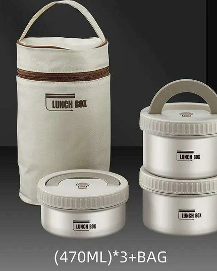 Stainless Steel Thermal Bento Lunch Box Set with Portable Stackable Design