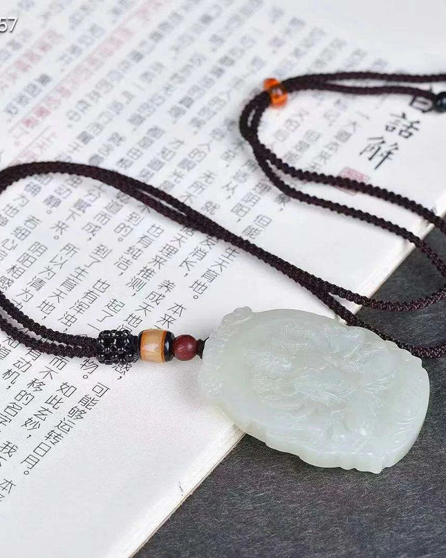 Natural White Hetian Jade Guanyin Pendant Necklace for Peace and Prosperity