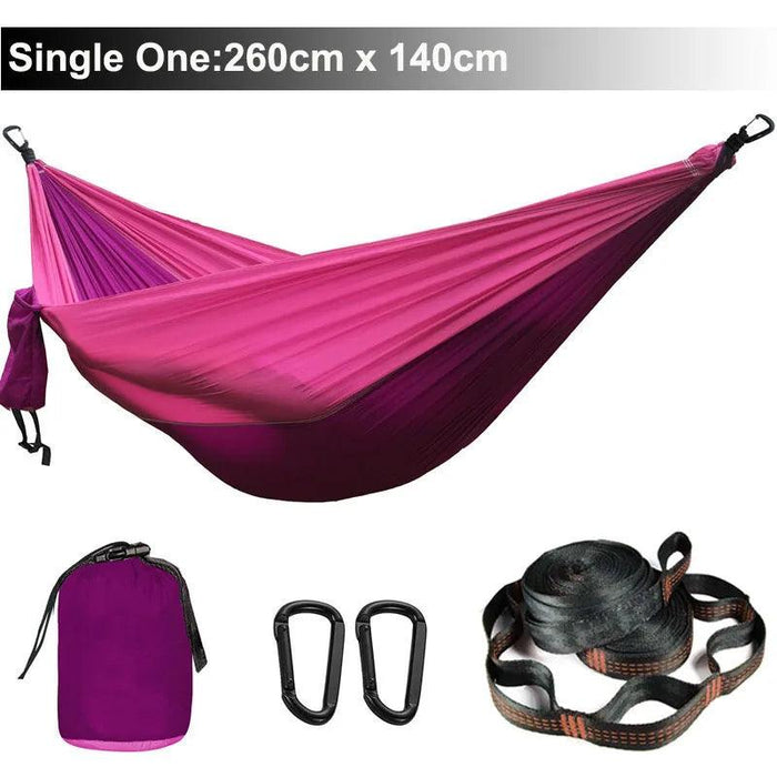 Hammock with Tree Straps | Parachute Nylon | Carabiners | Camping