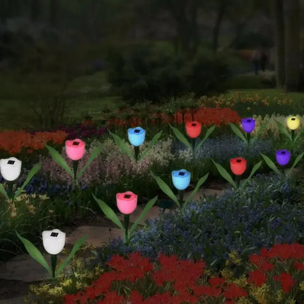 Solar LED Tulip Garden Lights — Waterproof Outdoor Pathway Decor