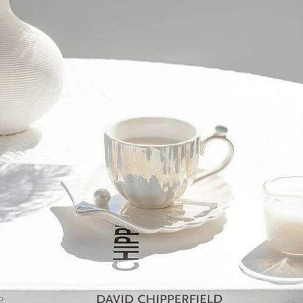 Elegant Pearl Shell Ceramic Tea and Coffee Ensemble - Transform Your Afternoon Experience
