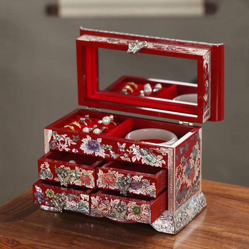 Elegant Mother of Pearl Jewelry Organizer with Ample Compartments for Rings and Bracelets – An Ideal Gift for Her