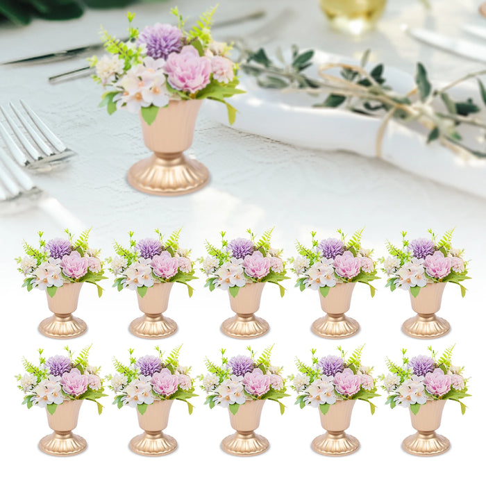 10pcs Creative Golden Flower Trumpet Vases - Wedding Party Centerpieces Holder