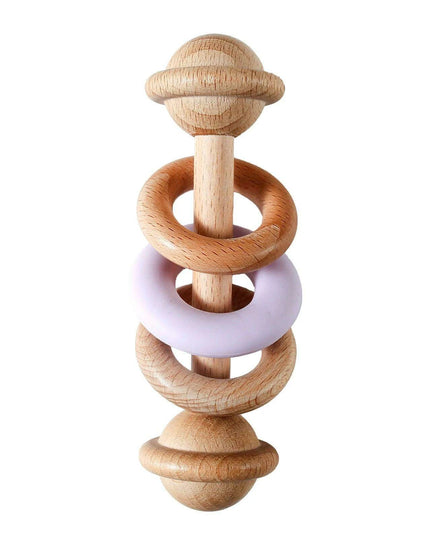 Eco-Friendly Handmade Crochet Baby Rattle with Wooden Teether