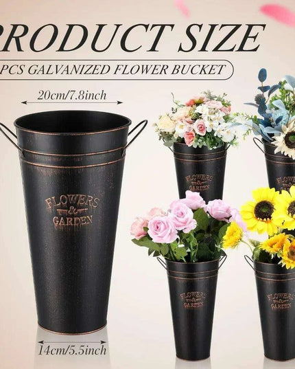 Charming 15" Rustic Galvanized Metal Flower Buckets - Set of 12 for Stylish Home Accents and Gifting