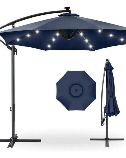 Solar-Powered 10ft LED Hanging Market Umbrella for Outdoor Spaces